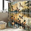 Xioistiy Rustic Duck Shower Curtain, Country Outdoor Cabin Lodge Wildlife