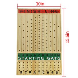 Jyquorp Horse Race Board Game Racing Game Thickened Solid Wood with 11 Luxurious Durable Classic Metal Horses with 2 Dice and 2 Boxes of Cards Horse Racing Game (Log Color, Rectangle)