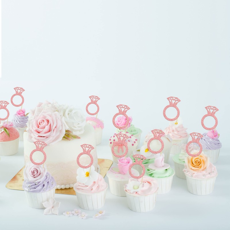 24 piezas de oro rosa con purpurina de diamante para