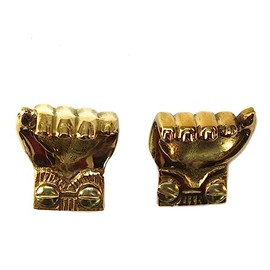 Pair of Tiny Hand Window Sash Lifts in Brass