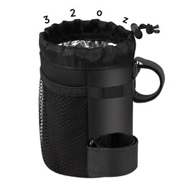 Bike Water Bottle Holder Bag for Kid Adult, Caudblor Insulated Bicycle Coffee Cup Holders with Phone Storage, Black Handlebar Drink/Beverage Container for Walker/Cruiser/Exercise/Mountain Bike…