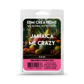 Jamaica Me Crazy Soy Wax Melts - 3.2oz, 6 Cube Clamshell, All Natural, Highly Scented, Long-Lasting Aroma, Premium Quality, Handmade, Non-Toxic, Eco-Friendly