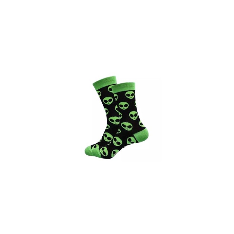 Fidra Fashion Accessories Novelty Alien Print Crew Socks, Black and