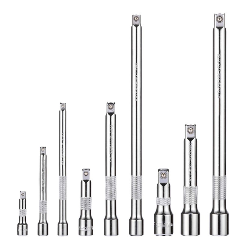 MIXPOWER 9-Piece Extension Bar Set, 1/4", 3/8" and 1/2" Drive