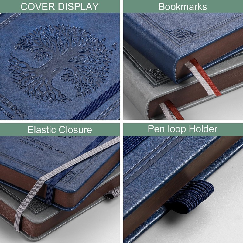 RETTACY Thick Lined Journal Notebook, A5 Hardcover Leather Journal With