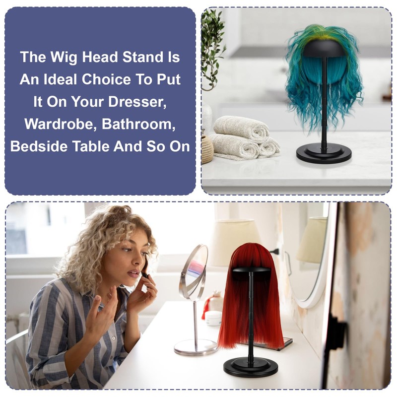 Adjustable Wig Stand,4.33" to 14.17" Wigs Head Holders Portable Plastic