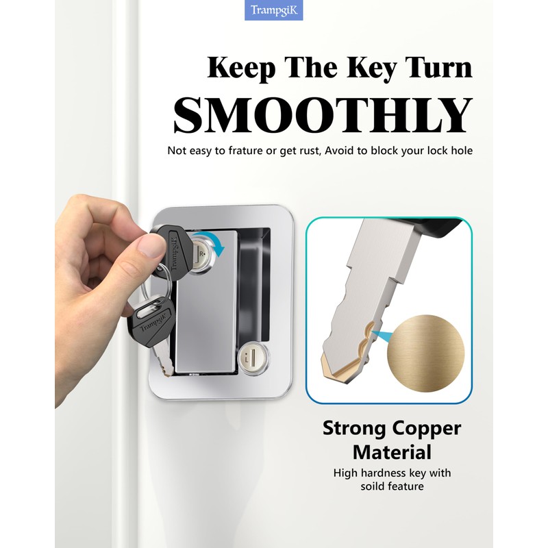 TrampgiK RV Door Lock, Fit 3.65" x 2.95" Lock Hole,