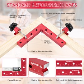 90 Degree Positioning Squares, Right Angle Clamps for Woodworking 5.5" x 5.5"(14 x 14cm), Aluminum Alloy Corner Clamps, Clamping Squares Tool for Picture Frame Box Cabinets Drawers