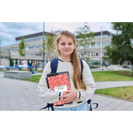 EPI Wide Ruled Marble Composition Notebook, Red, 100 Sheet, 12-Pack