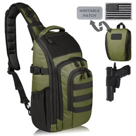DBTAC Tactical Personal Defense EDC Bags & Packs | 10L Military Shoulder Backpack with Sling for Concealed Carry, Range, Travel, Hiking, Outdoor Sports (OD Green)