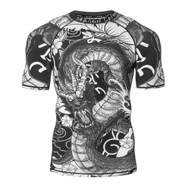 LAFROI CLY08D Men's Short-Sleeved Compression Shirt UPF 50+ Rash Guard, dragon