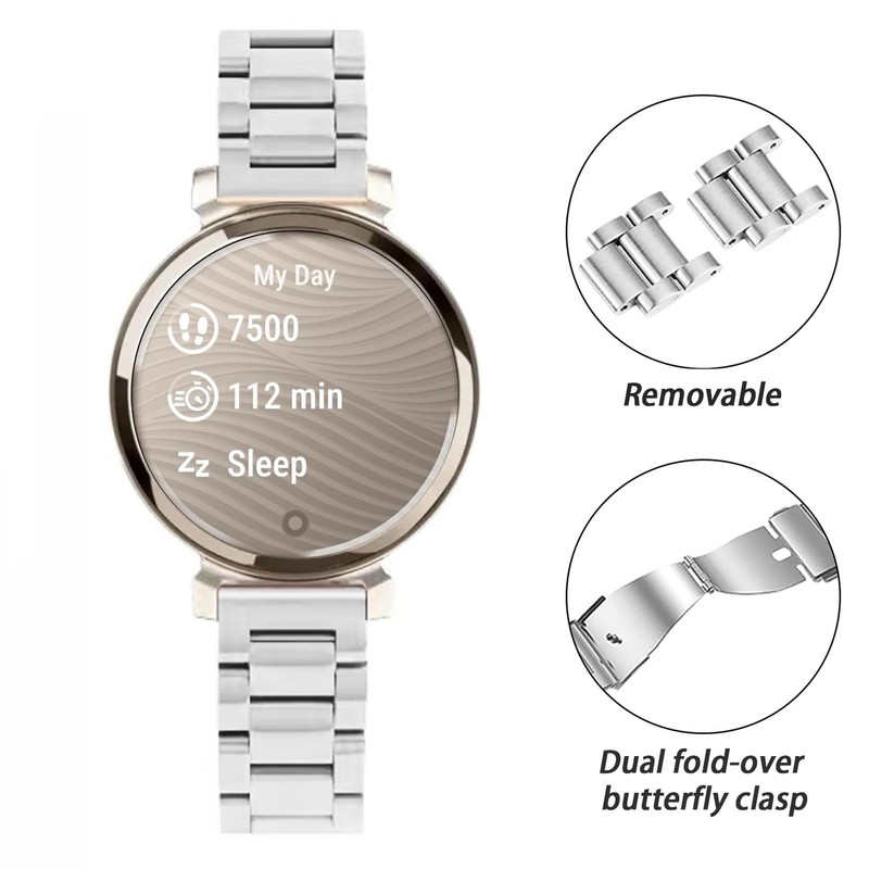 Haotop Stainless Steel Replacement Strap Compatible for Garmin Lily 2