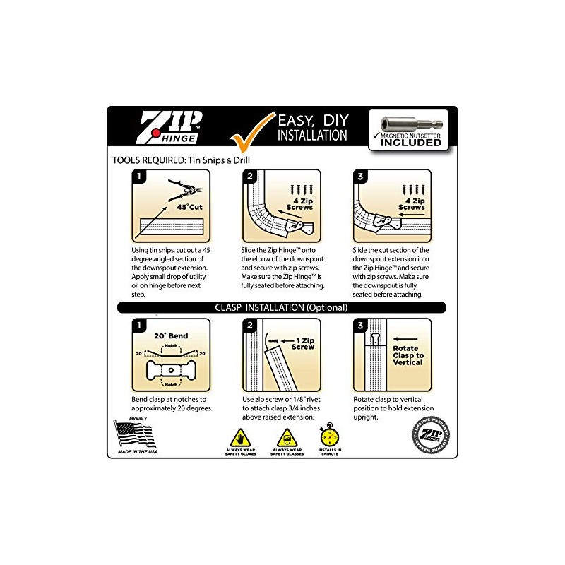 Zip Hinge Downspout Gutter Hinge (1 Pack) | Made in
