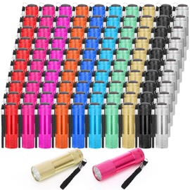 VIHOSE 100 Pcs Mini Flashlights Bulk Valentines Classroom Gifts Flashlight Aluminum LED Handheld Torches for Party Favors Night Reading Camping Emergency Gifts, Batteries Not Included(Bright Color)