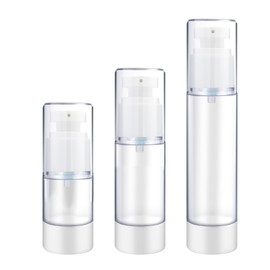 Pack of 3 15 ml 30 ml 50 ml Airless Pump Dispenser Empty Cream Dispenser Pump Bottle Dispenser Bottle Plastic Vacuum Cosmetic Container Refillable Lotion Dispenser for Travel Home Use