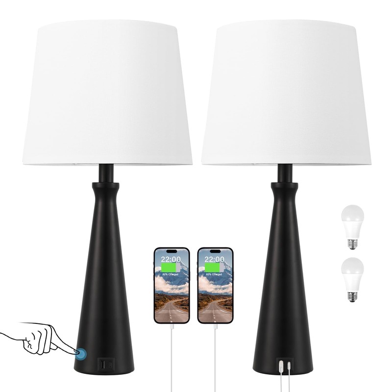Seealle Modern Table Lamps Set of 2 - Touch Bedside