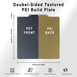 TIOPY PET+ PEI Build Plate for Adventurer 5M/5M Pro/AD5X, Carbon Fiber PET + Textured PEI Flexible Removal Sheet Bed Plate, Flashforge Printer Accessories Replacement, 235x235mm