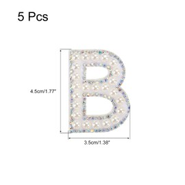 sourcing map Iron on Letter B Patch Colored Rhinestone Shiny Pearl English Alphabet Sewing Patch for DIY Clothes Repair Hats Bags Shoes Pillows Crafts Pack of 5