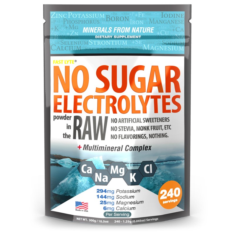 FAST LYTE- Polvo de electrolitos sin azúcar en bruto |