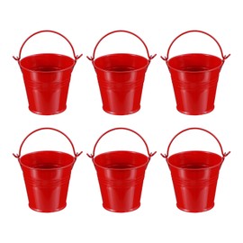 PATIKIL 2.7"x2.3" Small Metal Buckets with Handle, 6 Pcs Mini Galvanized Bucket Colorful Easter Buckets for Crafts Party Favors Decoration, Red