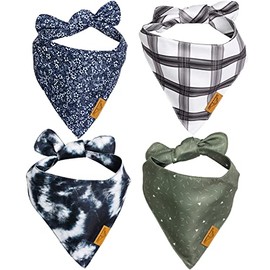 Remy+Roo Bandanas para perros – Paquete de 4 | Juego Cameron | Tela duradera de alta calidad | Forma única | Ajuste ajustable | Múltiples tamaños disponibles (grande)