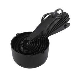 Measuring Cups,10 Piece Plastic Measuring Cups and Spoons Set,Plastic Measure Cup Set, Baking Measure Cup, Baking Gadgets, for Kitchen Baking and Cooking（Black）