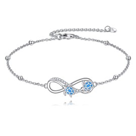 POPLYKE Turtle Bracelet 925 Sterling Silver Cute Animal infinity Bracelets Adjustable Turtle Jewelry Gifts for Women