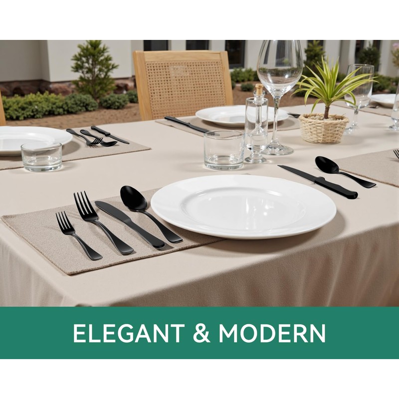 49-Piece Black Silverware Set with Organizer, Stainless Steel Flatware Set