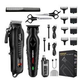 Razors HIENA Professional Rechargeable Hair Clipper Set,USB Charging, Small Portable Easy to use at Home,Fast Trim Without Pulling Hair(Black 3-Piece Set A)