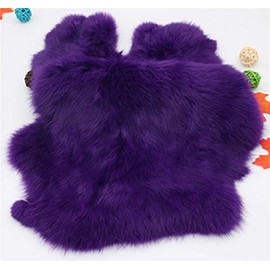 Natural Tanned Rabbit Fur Hide (11" by 14" Rabbit Pelt with Sewing Quality Leather) (Dark Purple)