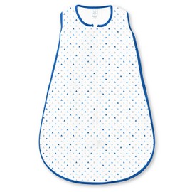 SwaddleDesigns Cotton Sleeping Sack, Wearable Blanket with 2-Way Zipper, Blue Tiny Triangle Shimmer, Medium, 6-12 Months