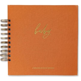 Linen Baby Memory Book for Baby's First Year - Record Baby Girl or Boy's First Year in this Baby Photo Journal Scrapbook Album (Desert)