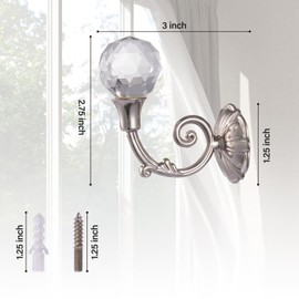 JMGO 2Pairs Curtain Holdbacks for Wall Mounted Curtains Holder Drapery Tiebacks with Screws Window Wall Hanger for Home Decor