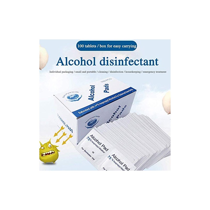 Box of 100pc of Alcohol Pads Alcohol Wipes Pads 75%