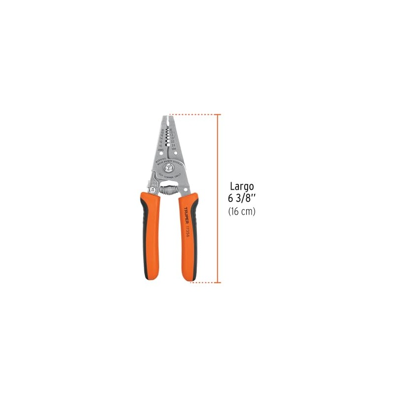 Truper PE-CA-6, Pinza pelacables en acero al carbono, 6", 6