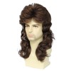 Cariniss 80s Style Mullet Costume Wig with Sunglasses, Long Wavy