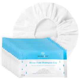 Scrubzz Shampoo Caps No Rinse for Elderly and Bedridden Patients, Rinse Free Shampoo Caps for Post Surgery and Hospital Stays, Waterless Hair Washing Shower Caps - 12 Pack