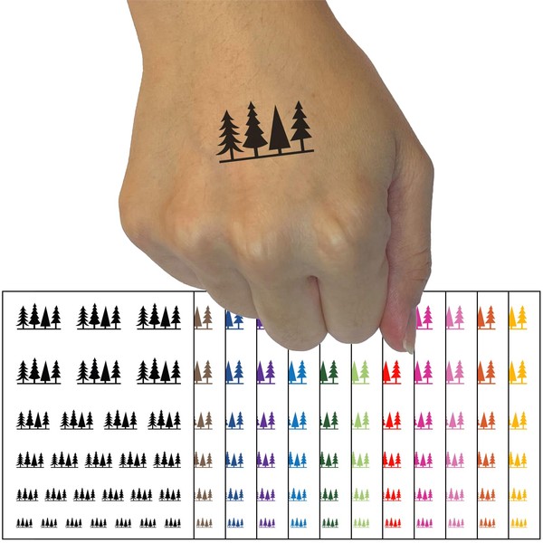 Group of Christmas Trees Temporary Tattoo Water Resistant Fake Body