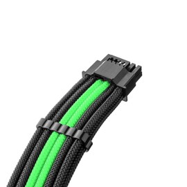 CableMod Pro ModMesh Sleeved 12V-2x6 12VHPWR 90° StealthSense PCIe Extension - Variant B (Black + Light Green, 90° 16-pin to Triple 8-pin, 45cm)