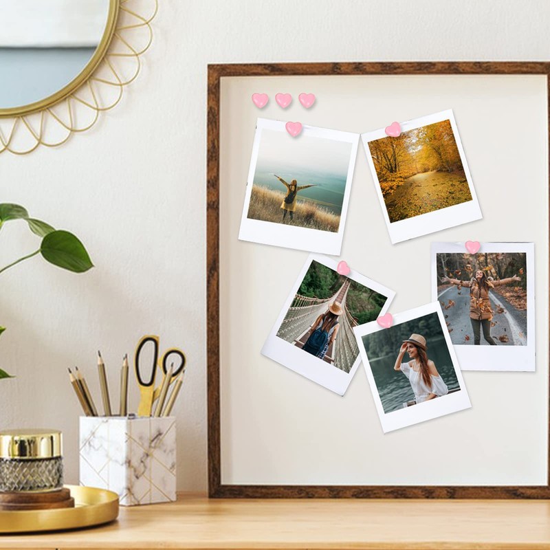 100pcs Push Pins, 0.47inch Plastic Pushpins Pink Push Pins Heart