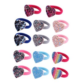 SAFIGLE 14pcs Elegant Sequin Heart Hairband Set Hair Accessories for Women Girls Hair Elastics