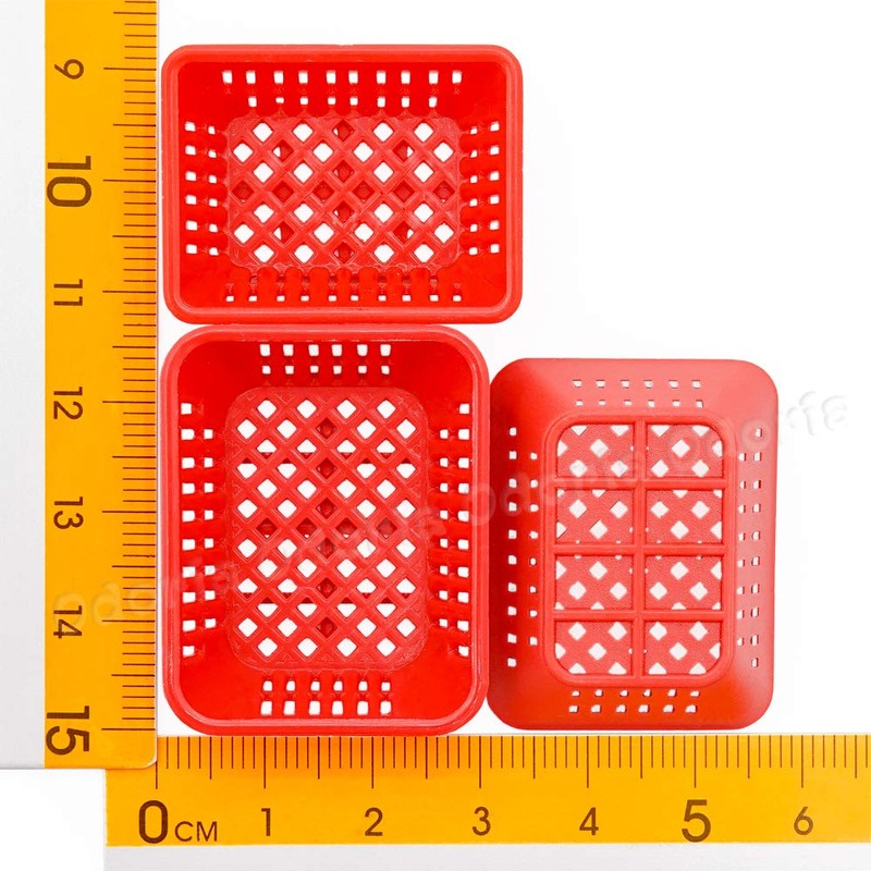 Odoria 1/12 Scale Miniature Plastic Baskets 6Pcs Dollhouse Accessories, Red