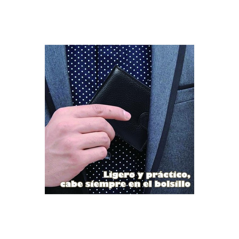 Cartera para Hombre, Carteras Negra para Caballero (Negro)