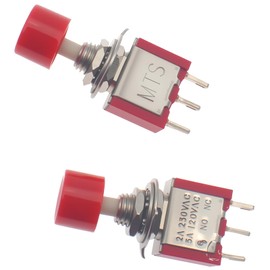 SYCZIOHU 6 MM Mounting Hole 3 Pin Momentary Push Button Switch NO NC with Red Cap for Automatic Circuit Control (6 PCS)