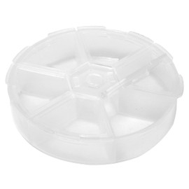 Round Plastic Organizer Box - 3.25" x 0.75" with 6 Snap-Lock Sections, Compact Storage for Beads, Findings, Jewelry Supplies & Small Craft Items