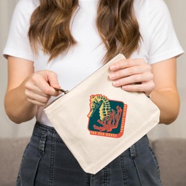 Lantern Press Pawleys Island, Seahorse, Woodblock, 100% Cotton Zipper Pouch, Travel Accessory, Go Bag