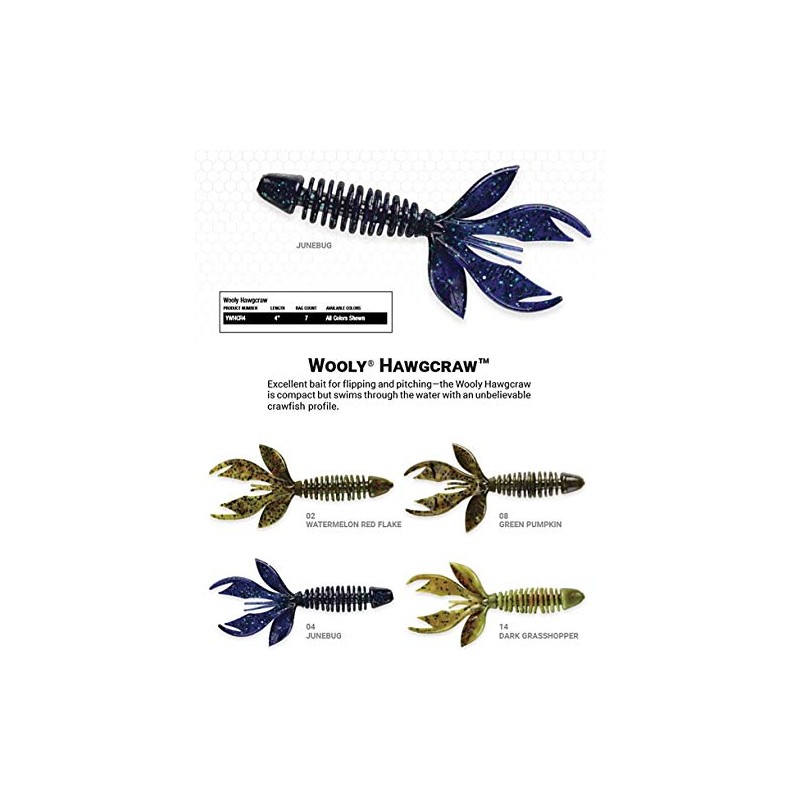 YUM Wooly Hawgtail and Hawgcraw Soft Plastic Creature Bait Fishing