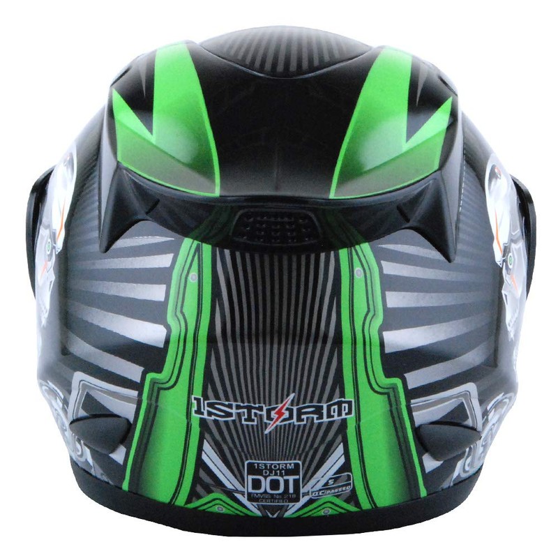 1Storm Motorcycle Bike Full FACE Helmet Mechanic Skull - Tinted