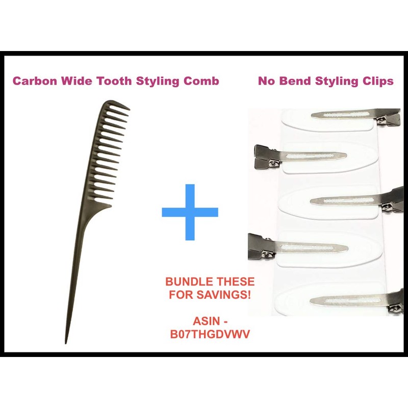 Carbon Wide Tooth Rake Comb with Tail Child-Friendly Detangler, Natural