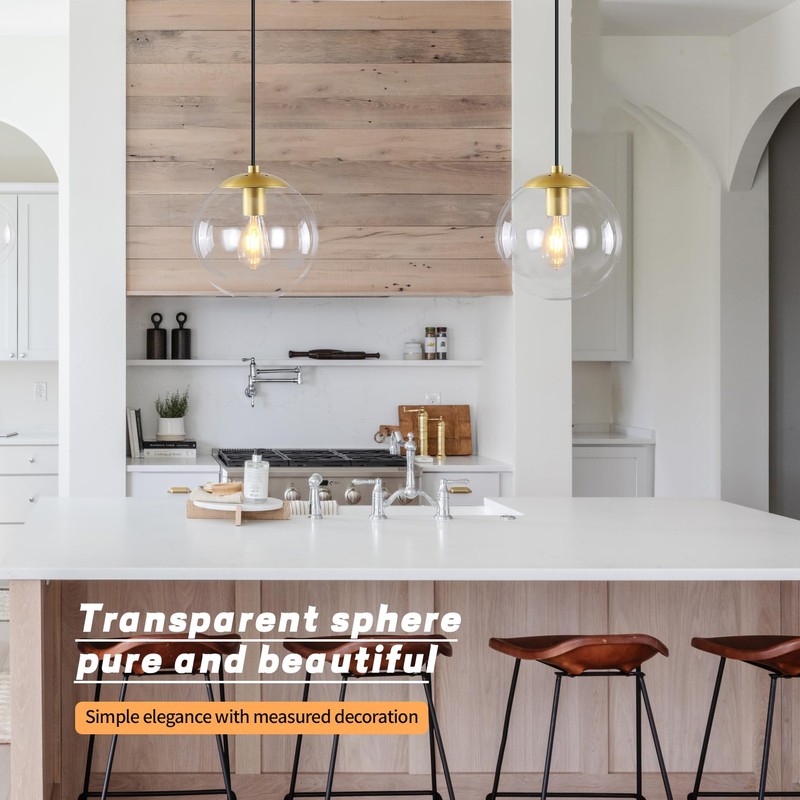 KoKo&Yukina 8 Inch Globe Pendant Lighting for Kitchen Island Mid